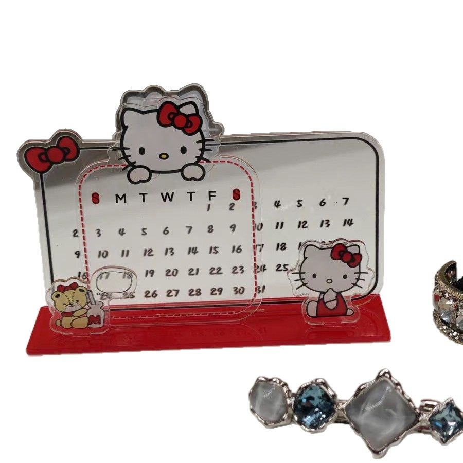 KT Cat Acrylic Calendar Stand Reusable Desktop Calendar Memo Message Standing Sign Writable