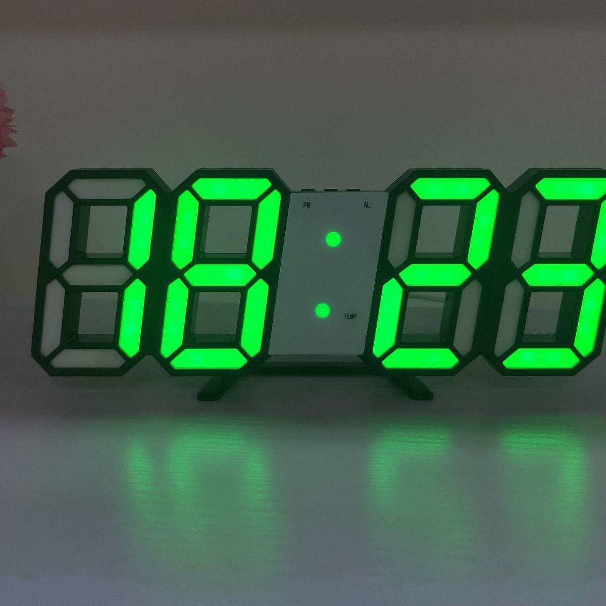 RGB colorful digital night-light alarm clock, living room LED 3D wall clock, desktop silent colorful electronic clock