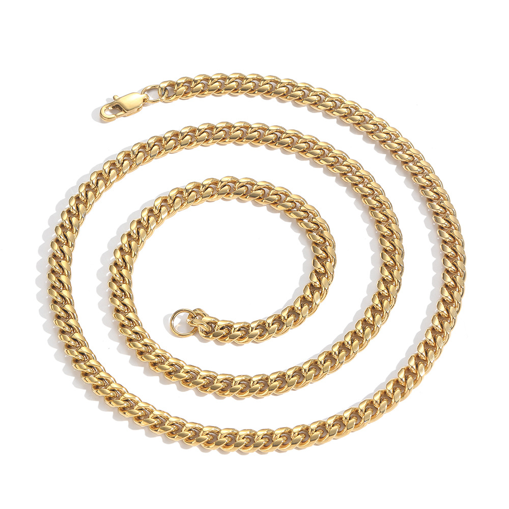 4mm 5mm 6mm 7mm 8mm 9mm stainless steel round polished Cuban chain men's smooth Cuban necklace