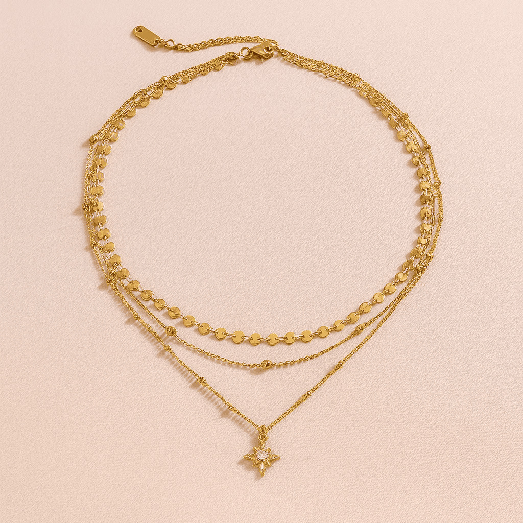 Jieding jewelry stainless steel eight-pointed star necklace multi-layer collarbone chain titanium steel accessories