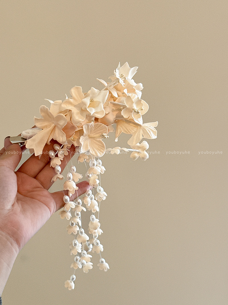 Super fairy lily of the valley tassel side hair clip women princess hair accessories 2025 new Hanfu flower headwear