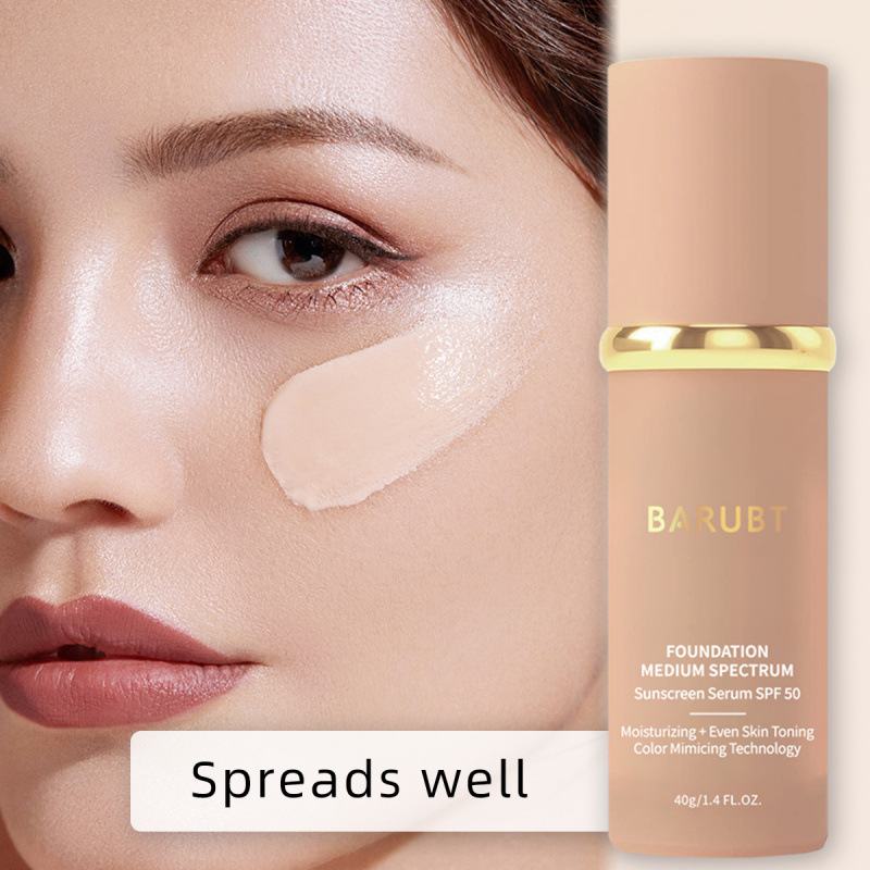 BARUBT Medium Spectrum Temperature Changing Foundation Cream Natural Concealer Dry Skin Not Cakey 40g
