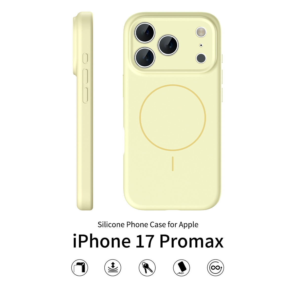 Silicone case for iPhone 17 Pro Max solid color anti-falling