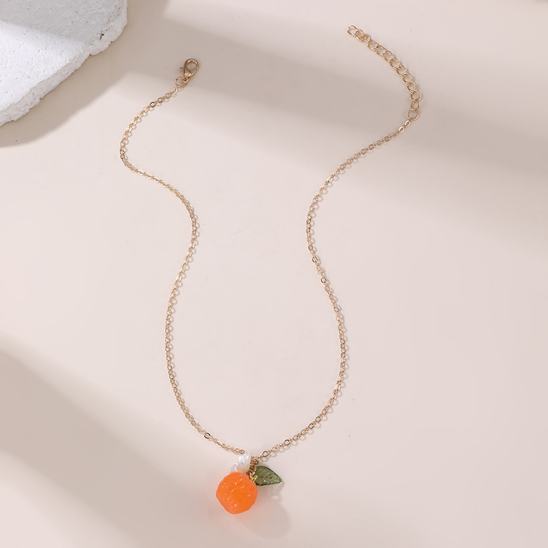 NZ3393 Fruit Pendant Women's Necklace New Lemon Green Leaf Women's Choker Accessory