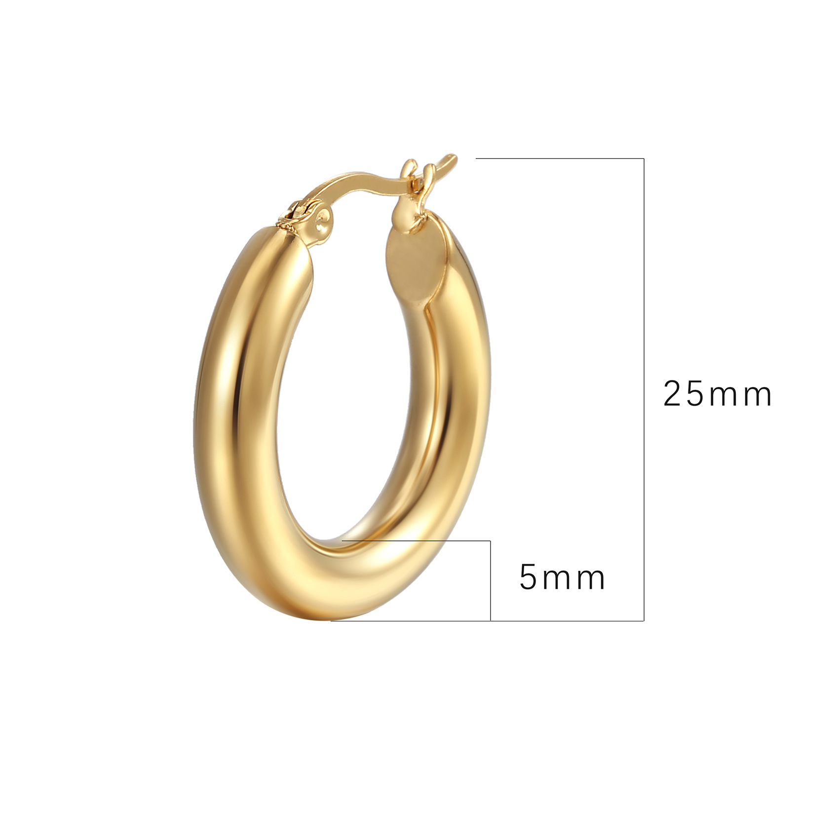 Simple 18K gold-plated hoop earrings for women, geometric stainless steel accessories