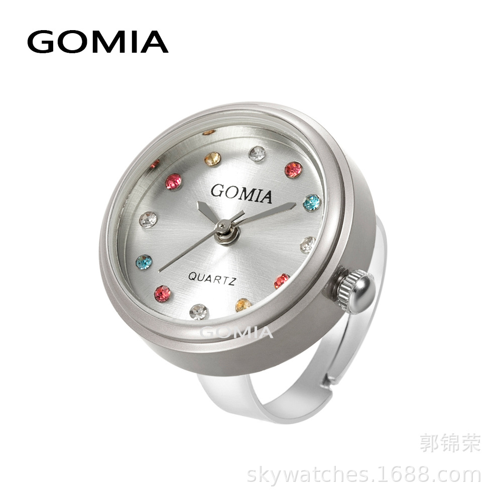 GOMIA Ring Watch New Colorful Diamond Mini Finger Watch Student Can Life Waterproof Watch