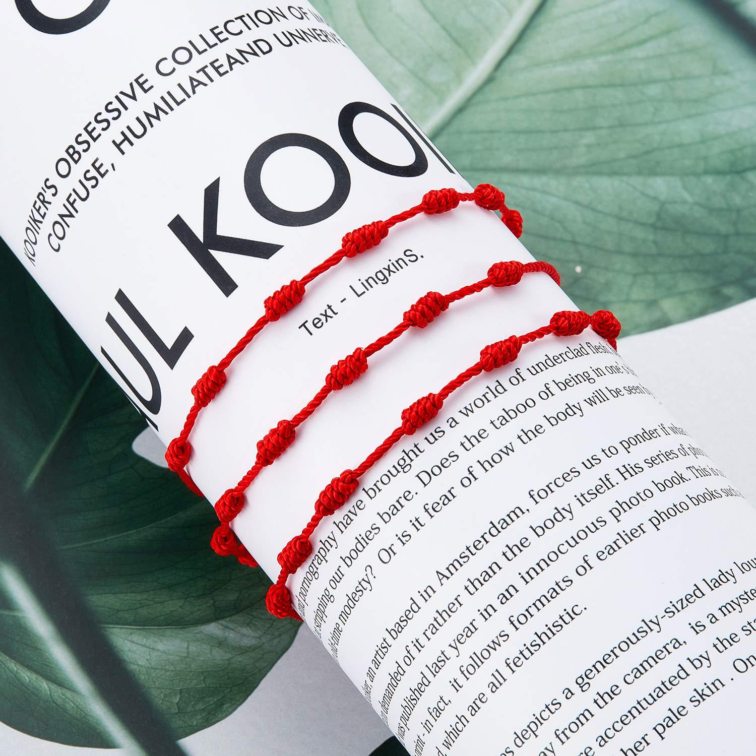 7 Knot Lucky Bracelet Handwoven Adjustable Red Rope Bracelet for Birth Year