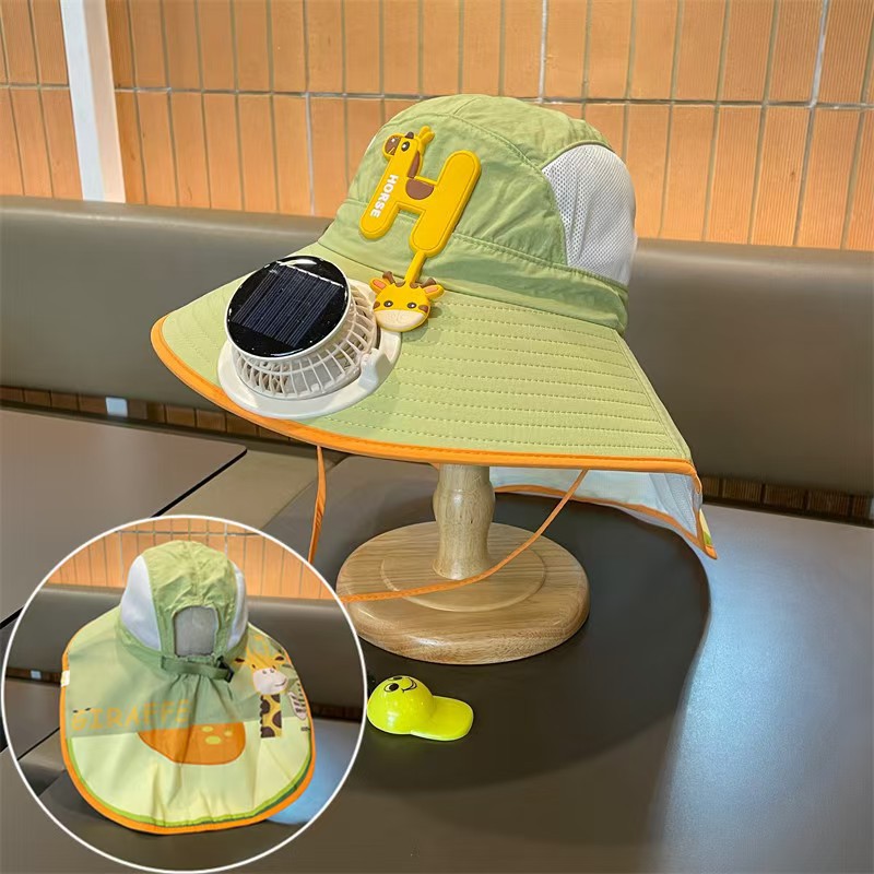 Solar Fan Children's Hat, Summer Thin Sun Protection, Wide Brim, Cape Hat, Boys and Girls, Hollow Top Hat