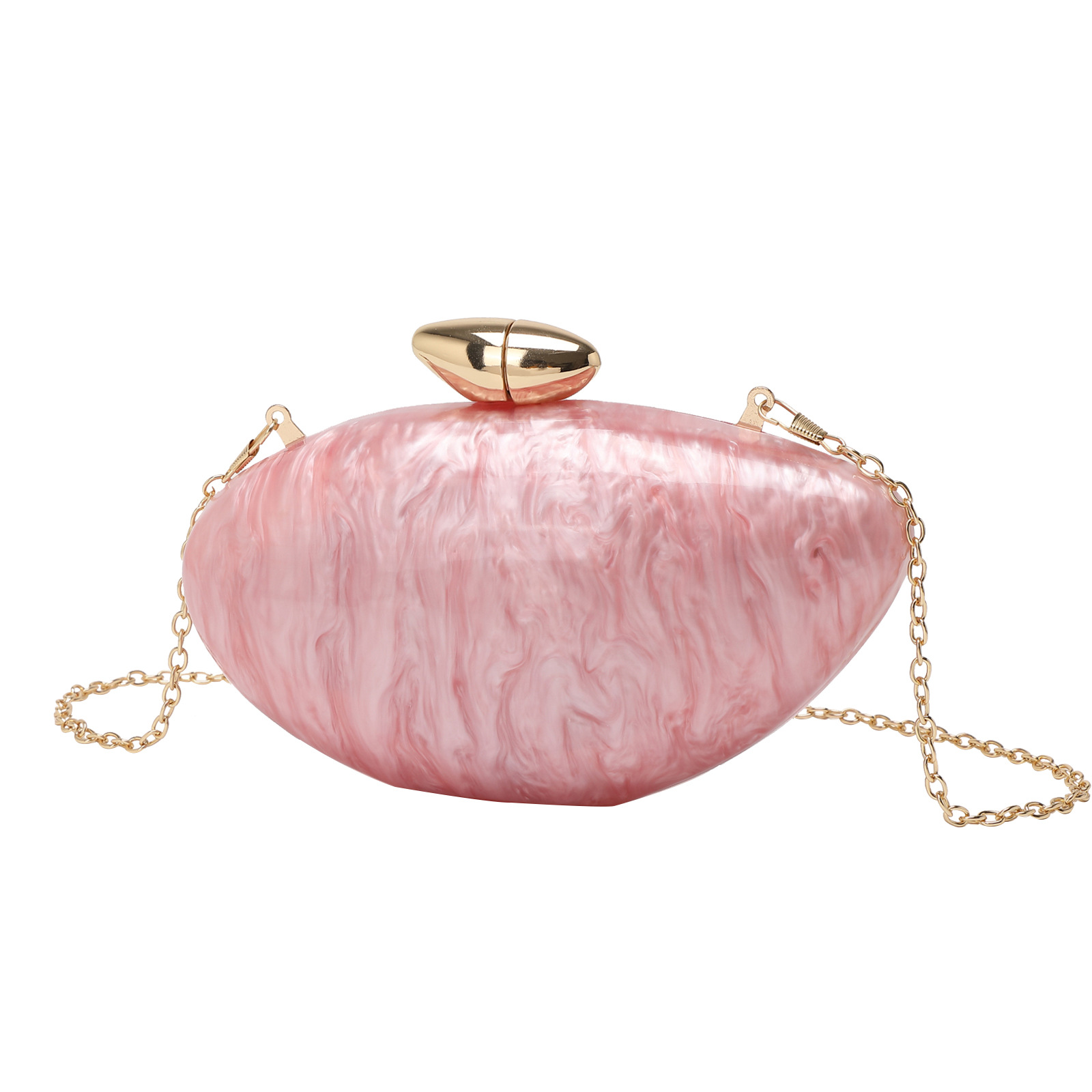 2024 New Evening Bag Women Acrylic Clutch Bag Oval Bag Chain Shoulder Bag