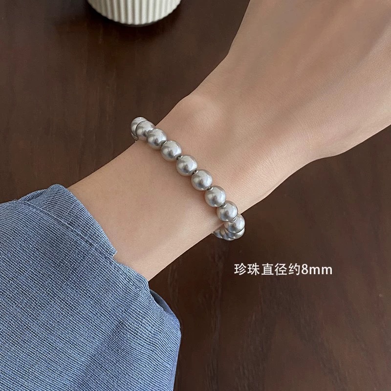 Swarovski Round Australian White Pearl Bracelet for Women, Magnetic Clasp Pearl Bracelet for Women
