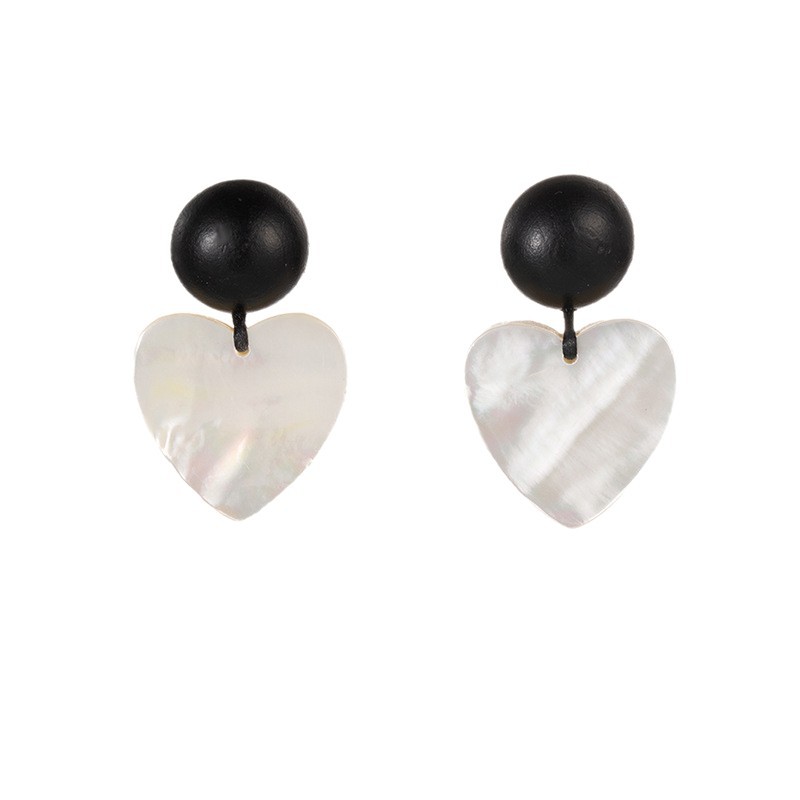 Natural Forest Style Mother-of-Pearl Wood Bead Shell Earrings Sense Daily Earrings