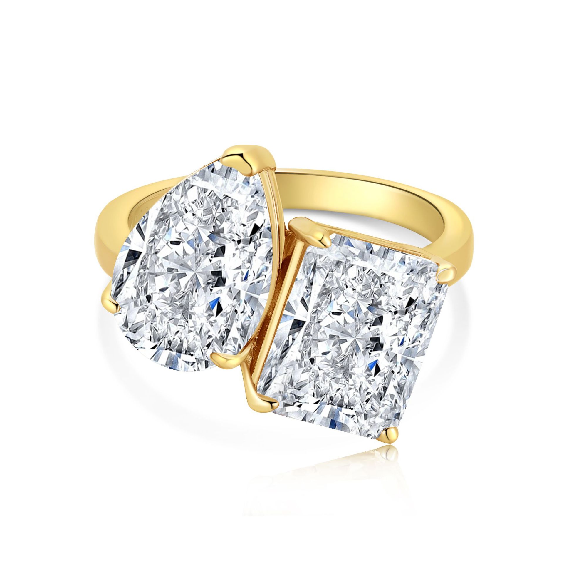 Jewelry S925 sterling silver ring women gold oval heart marquise zircon ring wholesale
