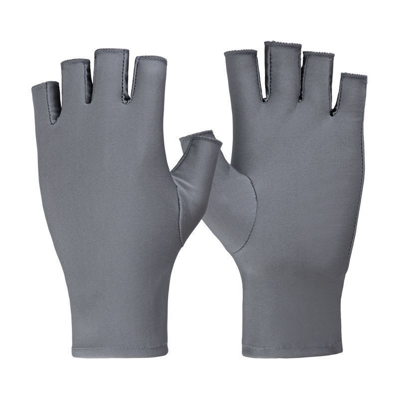 Sunscreen Gloves for Men and Women Thin Ice Silk Breathable Driving Riding Fishing Half Finger Tea Picking Nail Art Leakage 25 Fingers