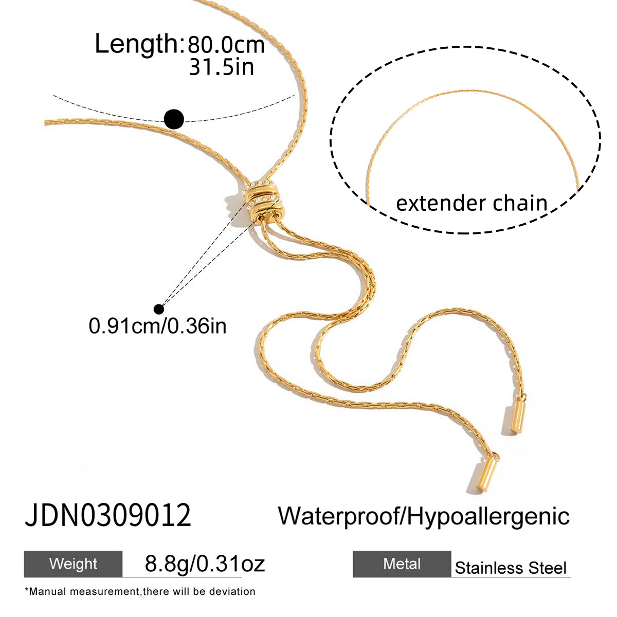 Jieding titanium steel zircon sweater necklace 18k gold women autumn winter y-chain stainless steel accessories