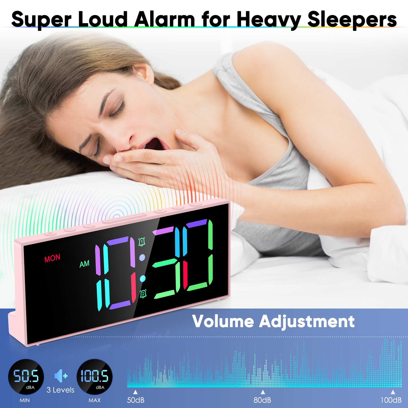 Colorful LED electronic clock RGB digital display clock office living room European decoration seven-color