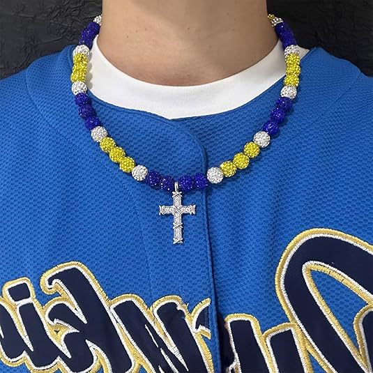 New Cross Colorful Diamond Ball Necklace Hip Hop Style Clay Necklace