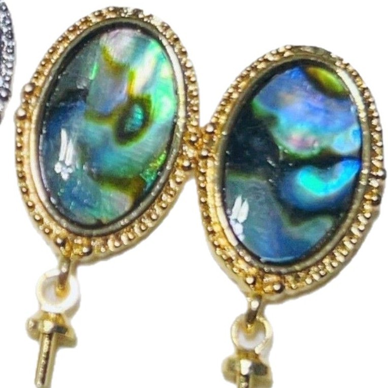 Real Gold Electroplated 18K Gold-Plated Zircon Pearl Earrings Empty Mount Natural Mother-of-Pearl Handmade DIY Pearl Earrings Accessories for Women