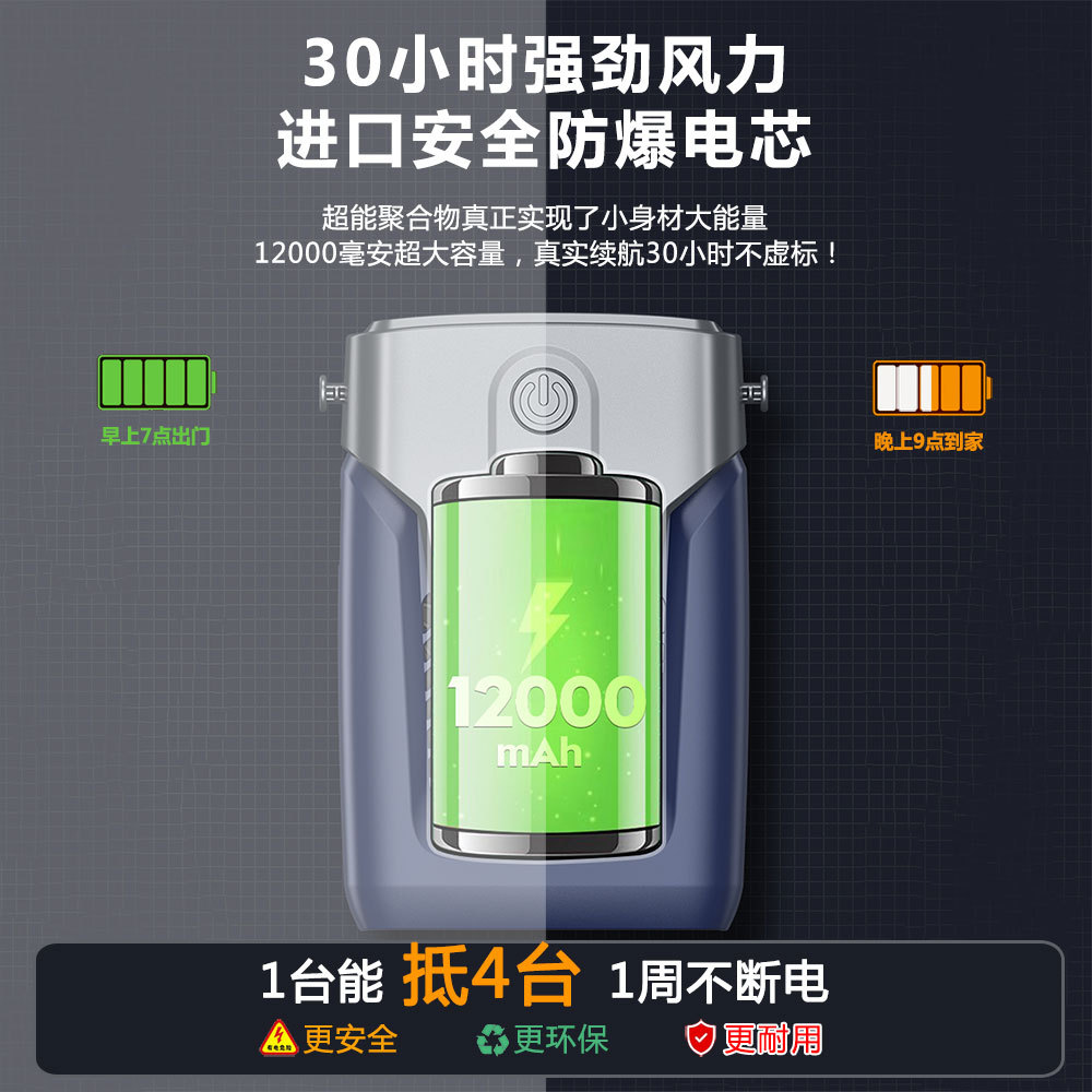35h Waist Fan Portable Electric Fan Outdoor New Waist-mounted Charging Small Fan Strong Wind with Belt!