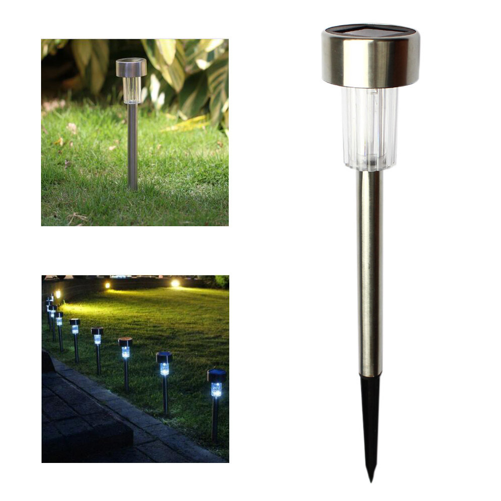 Exclusive solar stainless steel small tube light outdoor garden light automatic on at dusk garden lawn stake light