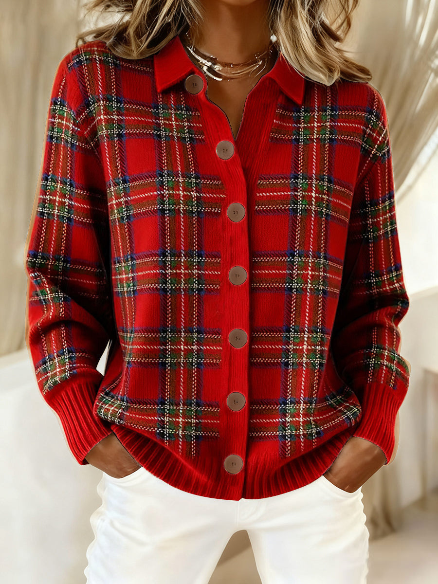2025 Independent Station Autumn Women's Unique Plaid Print Long Sleeve Shirt Top