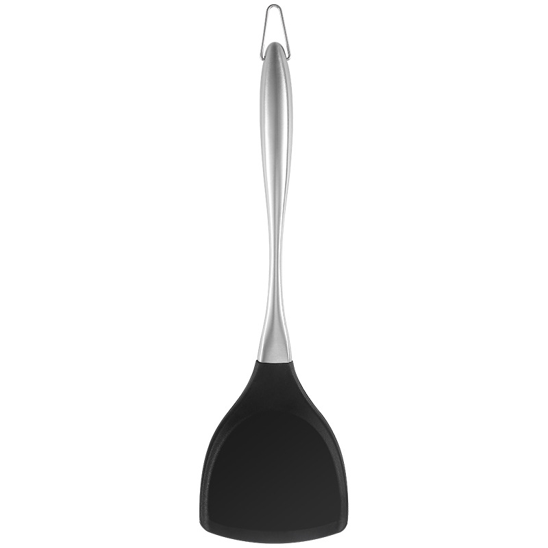 Stainless Steel Silicone Spatula Kitchen Utensils Food Grade Spatula Frying Spoon Spatula Soup Spoon Kitchen Home Non-Stick Pan Spatula Oil Control