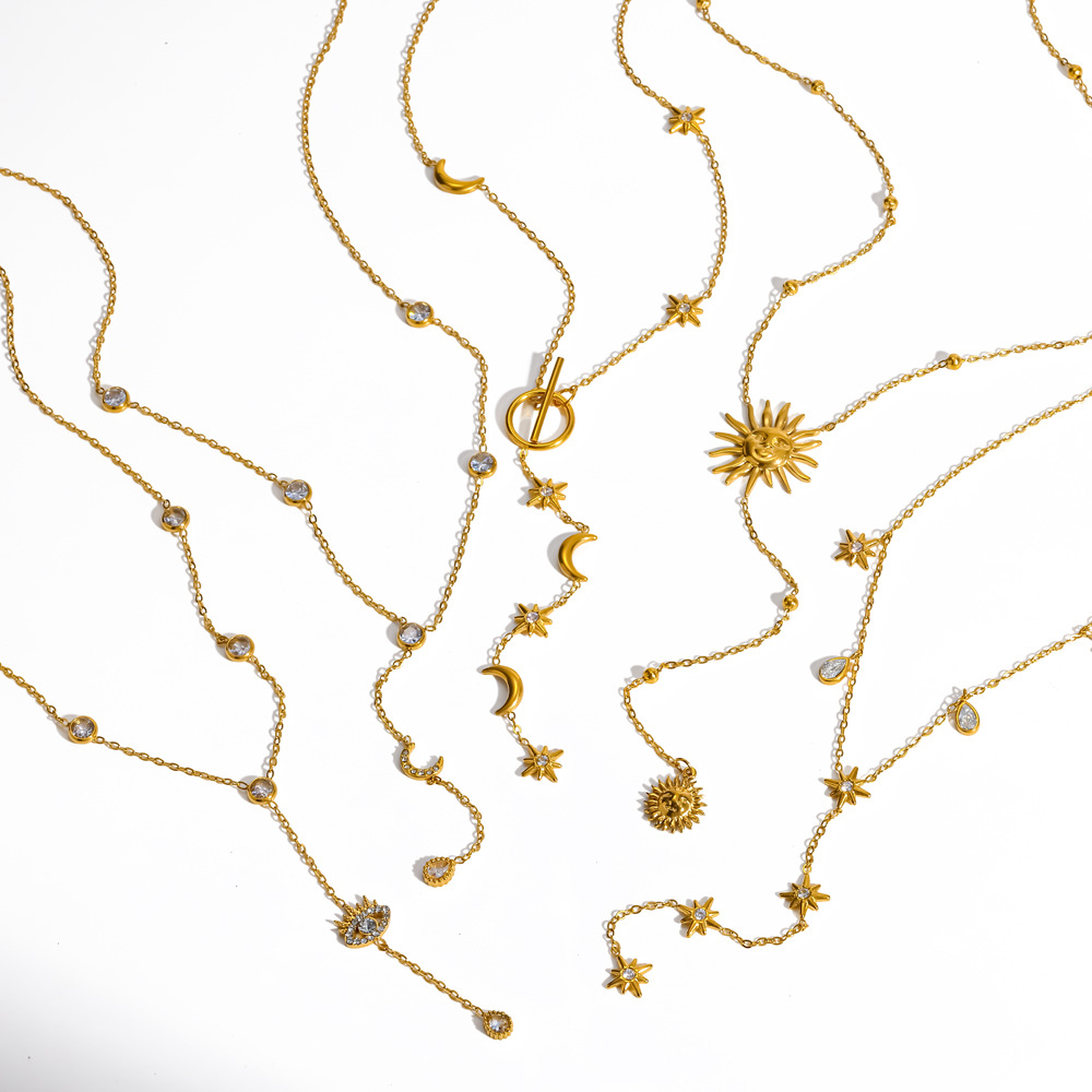 Ding Duo Y-shaped necklace 18k gold long stainless steel sweater chain necklace