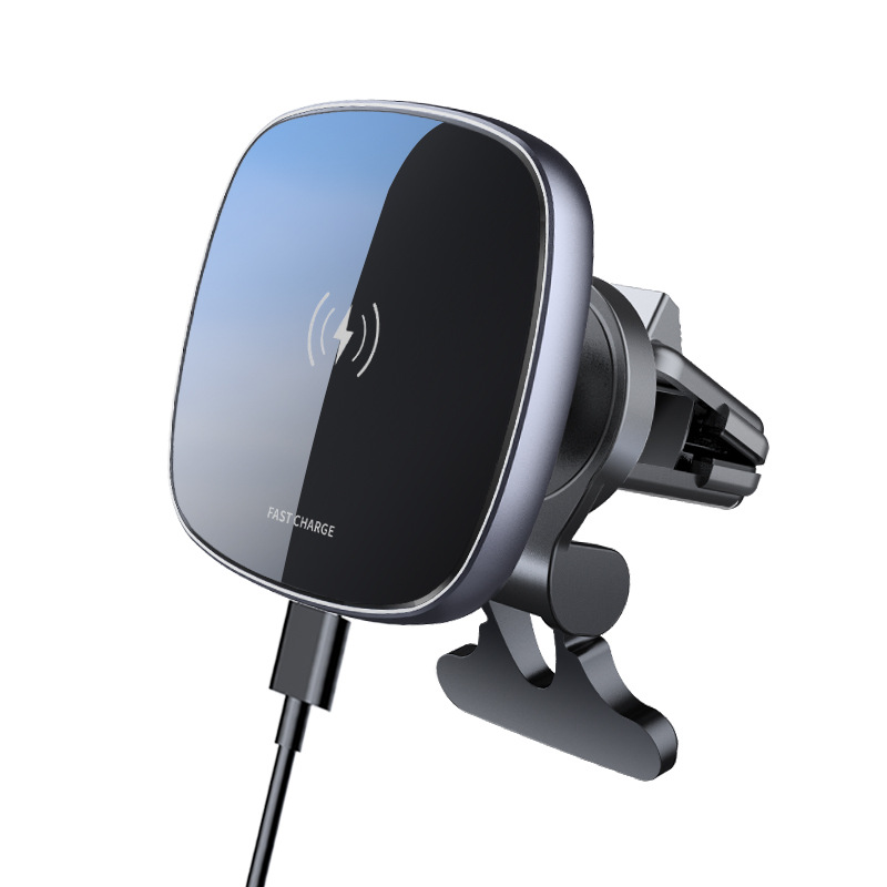 Magnetic Car Wireless Charger Metal Alloy Phone Holder Car Charging 15W Fast Flash Charge
