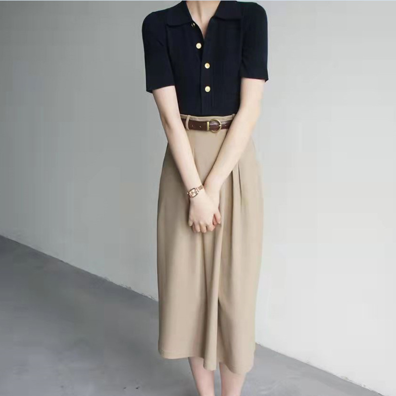Simple Polo Collar Solid Color Shirt for Women 2025 Summer New Button Short-Sleeve Top