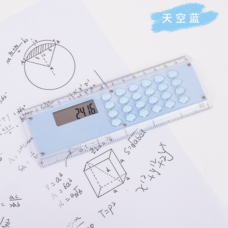 Ruler Calculator, Cartoon Student Stationery Ruler, Double-Sided, Mini Portable Electronic Gift Calculator