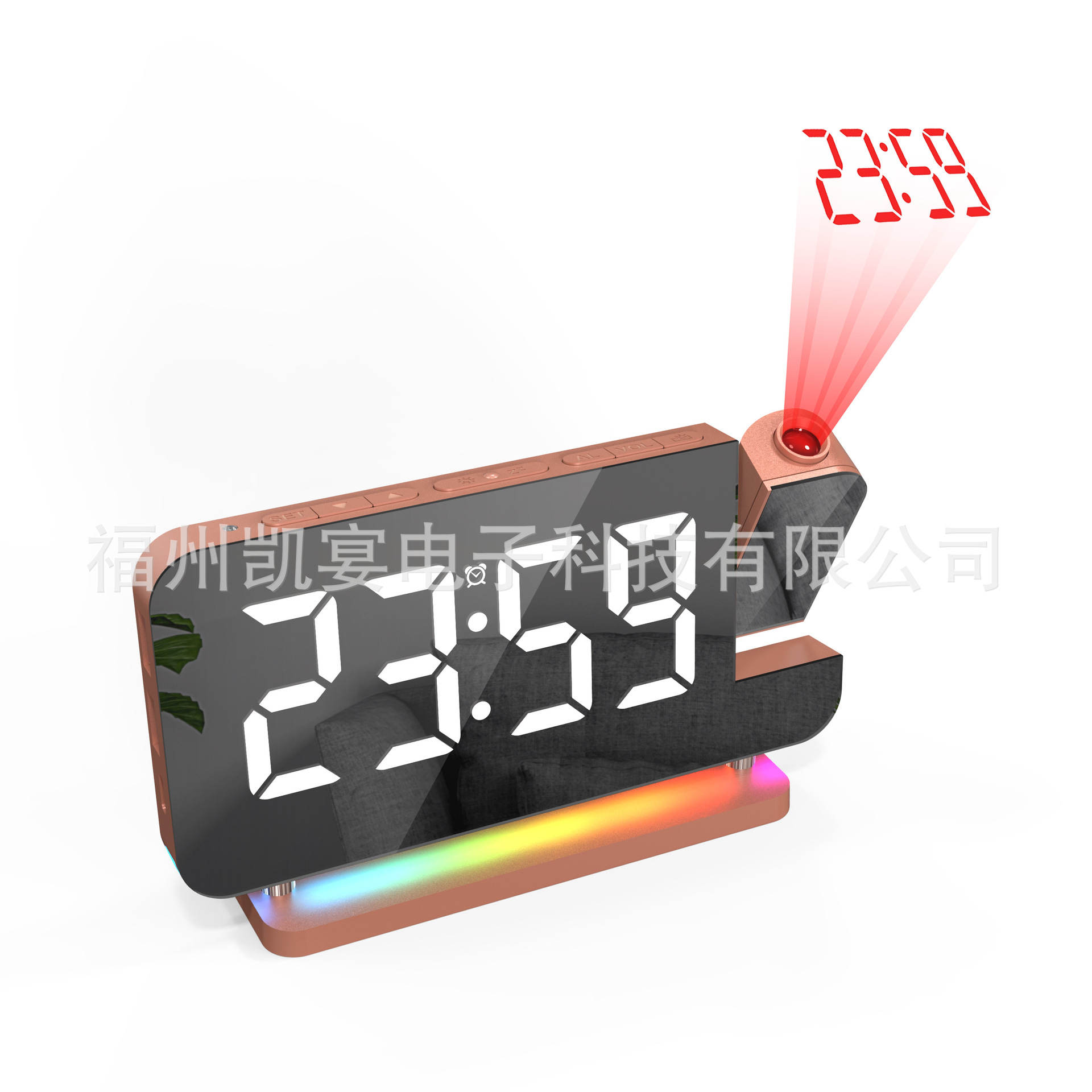 New RGB Colorful LED Electronic Clock Color Changing Night Light Atmosphere Light Home Desktop Projection Alarm Clock