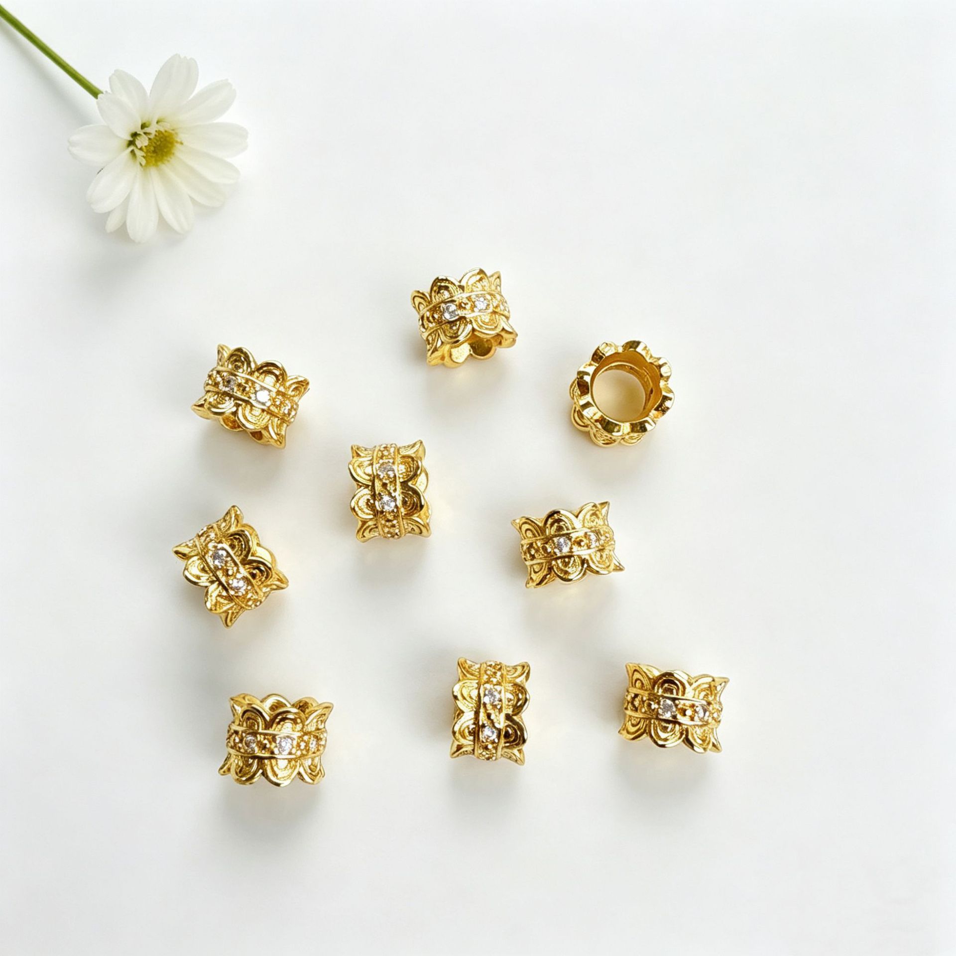 Copper plated 18K small waist spacer beads jewelry bracelet necklace spacer beads crystal pearl DIY accessories materials