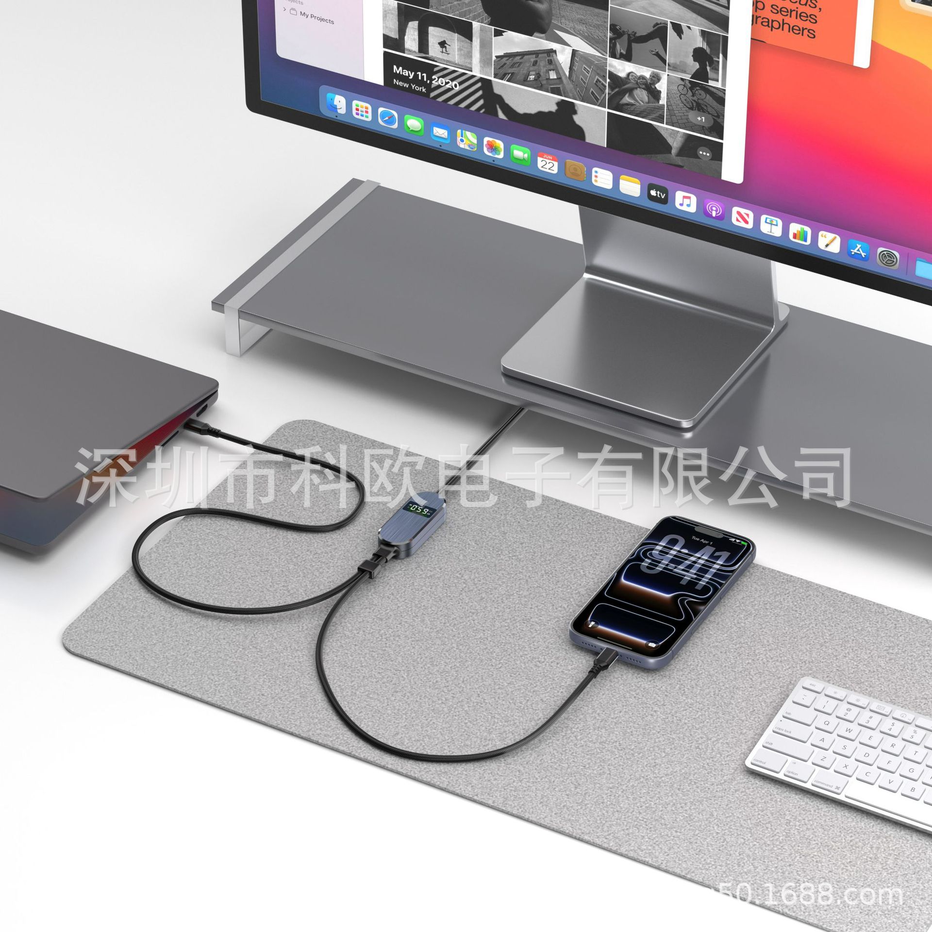 Display 100W Charging Cable, 2-in-1 Charging Cable for Various Phones and Computers