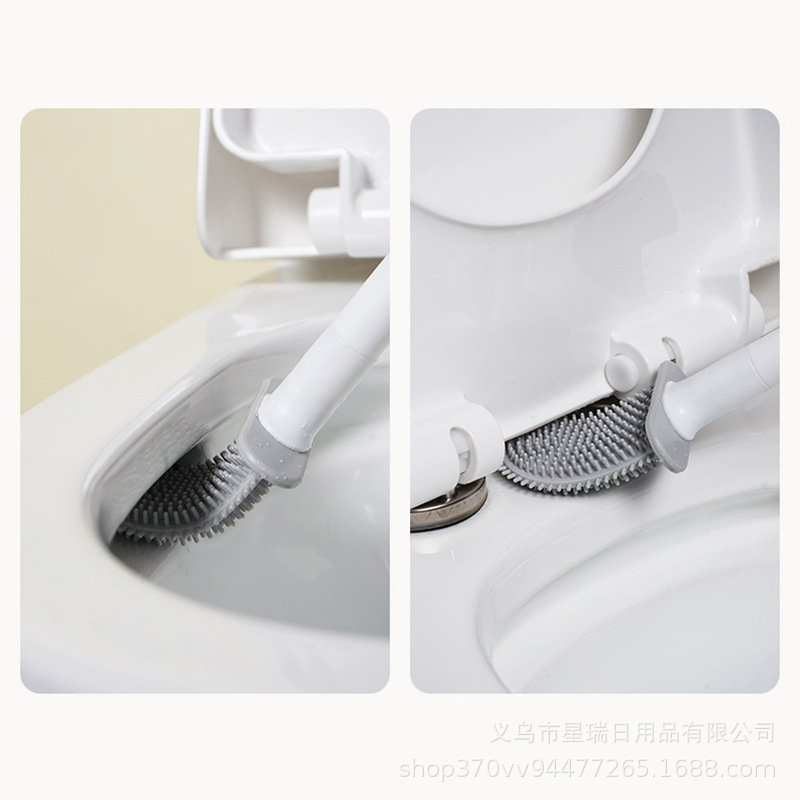 Mini Silicone Toilet Brush, Household No-Dead-Angle Toilet Cleaning Brush, Wall-Mounted, Detachable Bathroom Brush