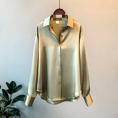 Long Sleeve Satin Shirt Women Niche 2024 Spring/Summer Sun Protection Hong Kong Style Blouse Top