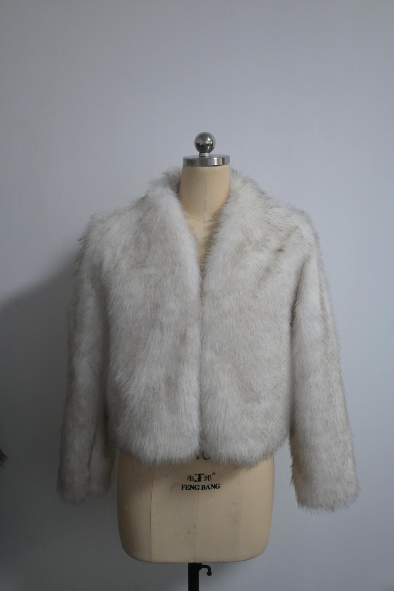 Fur V-neck artificial jacket short fox fur fluffy plush women's clothing eco-friendly fur