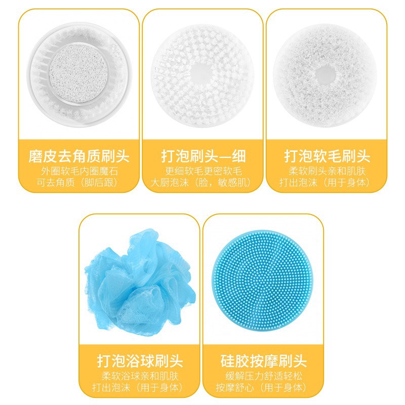 Electric Back Scrubber Shower Brush Automatic Rotating Massage Bath Brush Soft Bristle Bath Brush Lazy Person Scrubber
