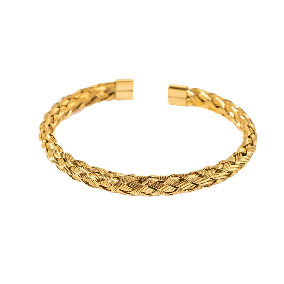 Woven open bangle for women gold-plated twisted bracelet titanium steel couple jewelry