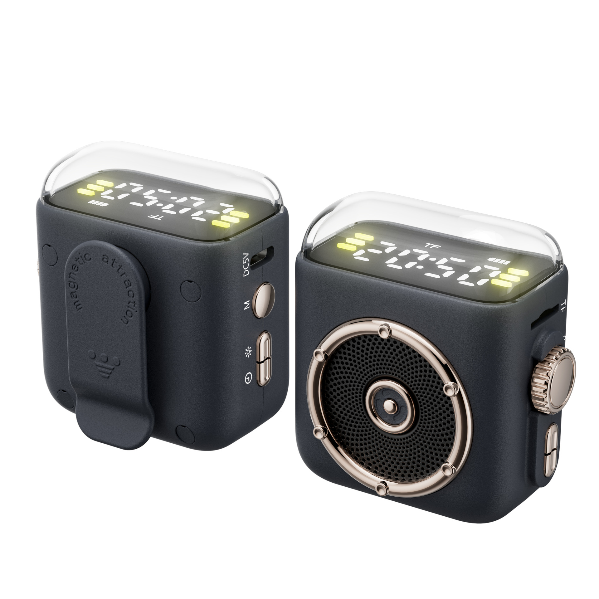 New Magnetic Night Light Clock Bluetooth Speaker Subwoofer Portable Home Outdoor Magnetic Clip Speaker