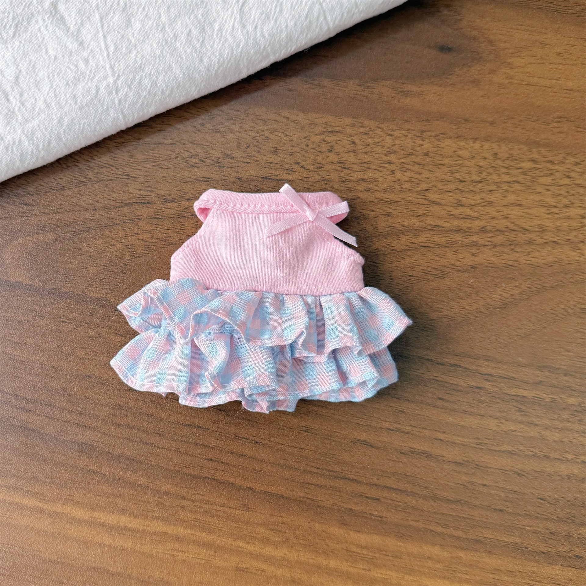 New long-legged kitty spring and summer bubble dress 10cm cotton doll plush doll clothes mini clothes