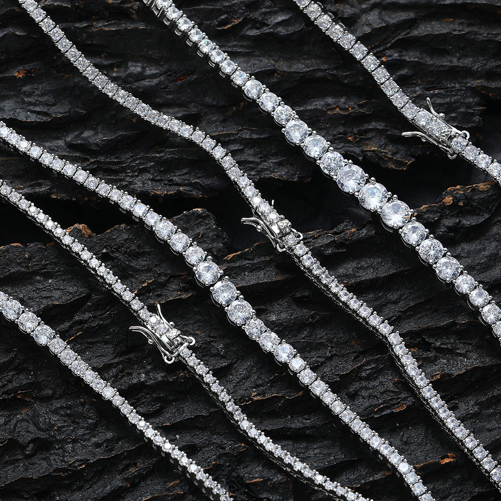 Gradual size zircon tennis necklace new chain hip-hop multi-size men's women's neck accessory