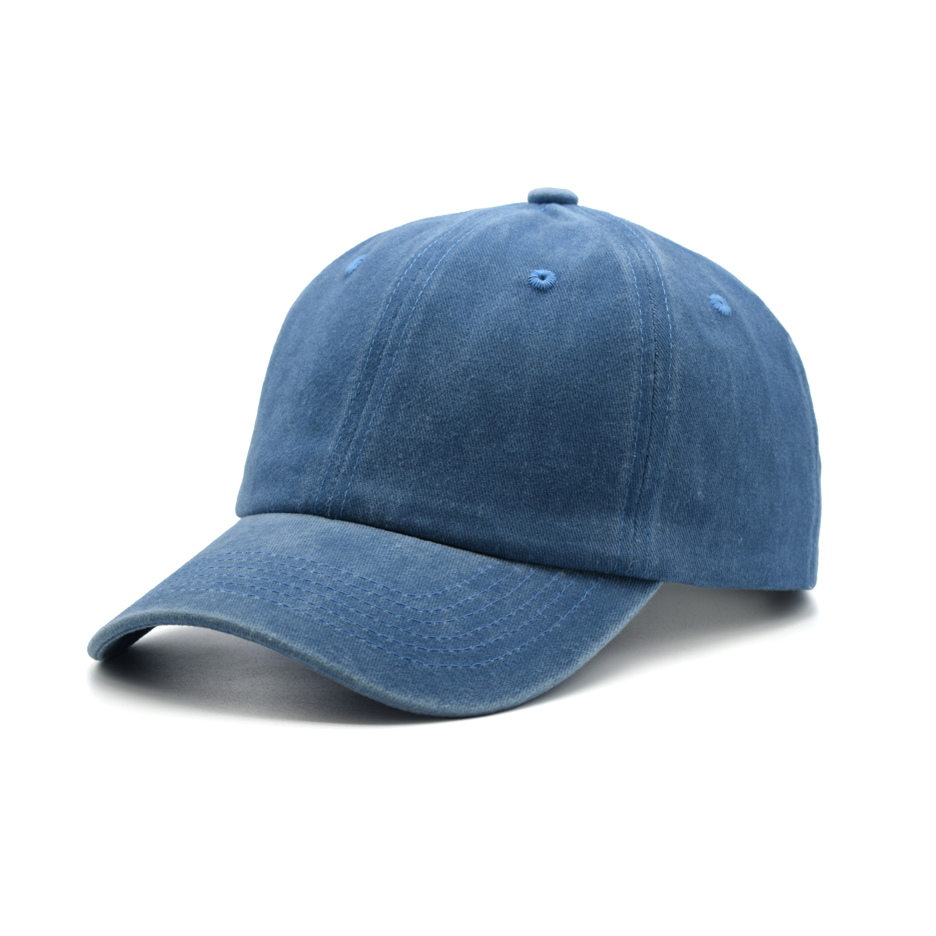 Coated Washed Baseball Cap Solid Visor Hat for Women Sunshade Distressed Denim Baseball Cap