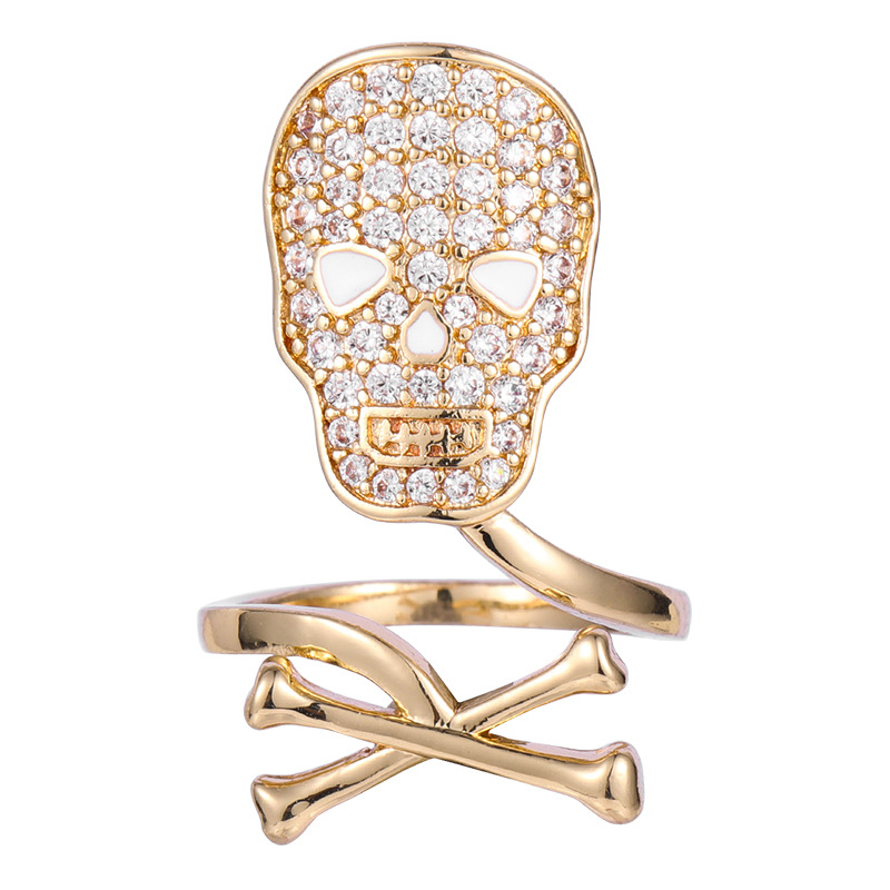 Kenjie copper gold-plated zircon nail ring for women hip-hop nail art fingertip ring geometric open adjustable