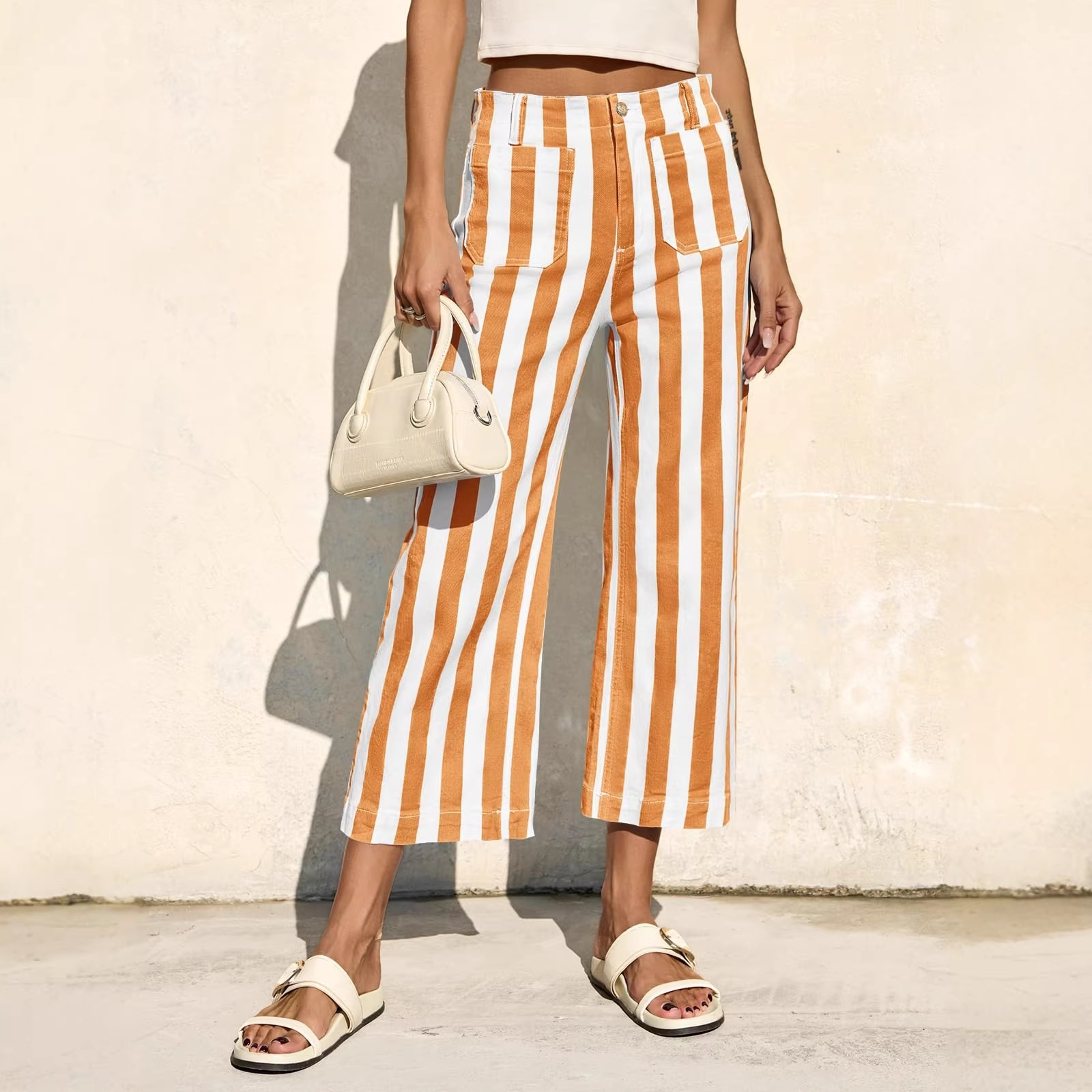 2026 Independent Station New Summer Striped Print Casual Women's Jeans
