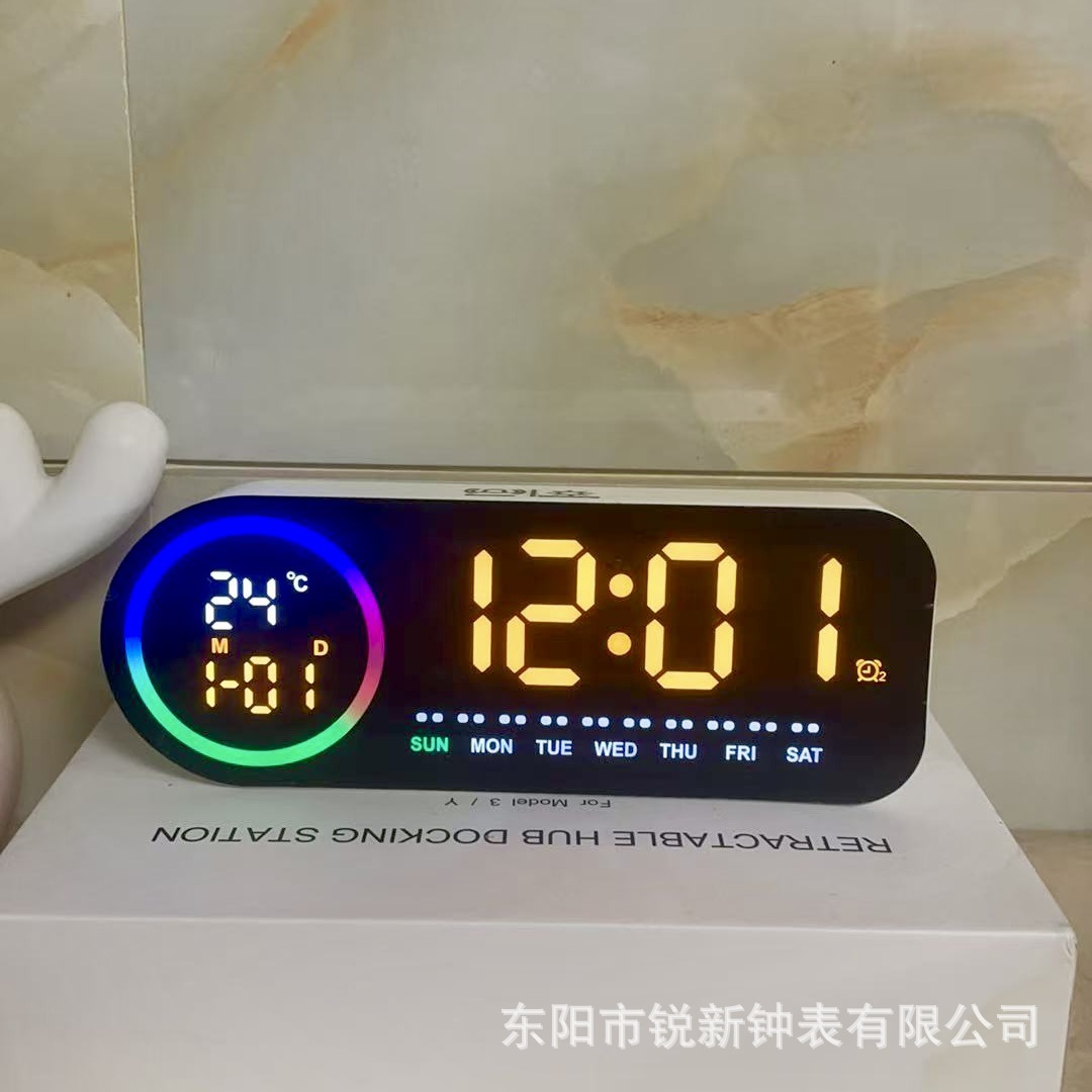Aperture clock simple large screen LED electronic clock with date two groups alarm clock 2708