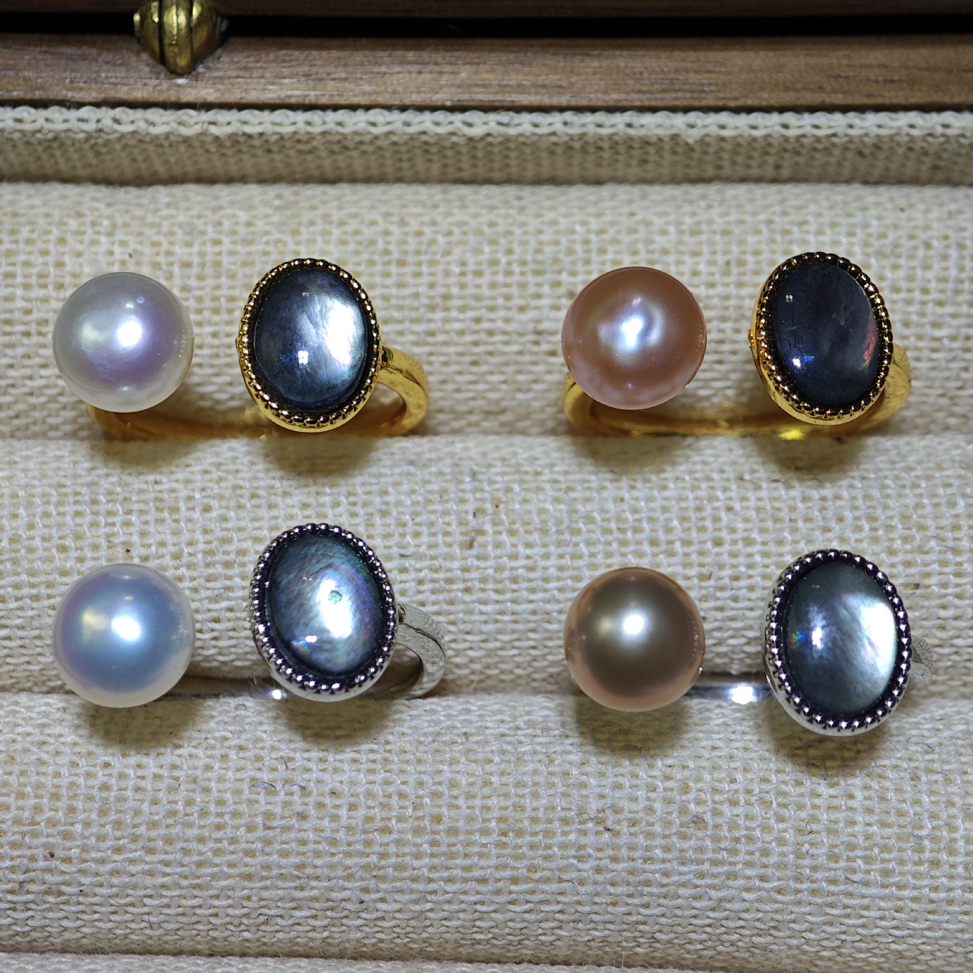 2026 New Butterfly Simple Open Ring Real Gold Electroplated Natural Freshwater Pearl Open Ring Live Stream Hot