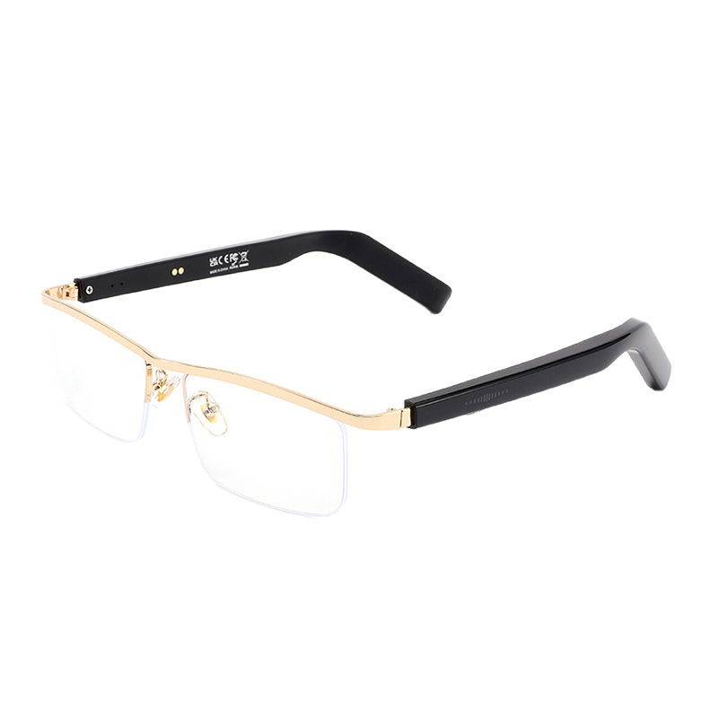 New AI Smart Bluetooth Translation Glasses LG12 Slim Temple Touch Slide Metal Half Frame Glasses Call Music