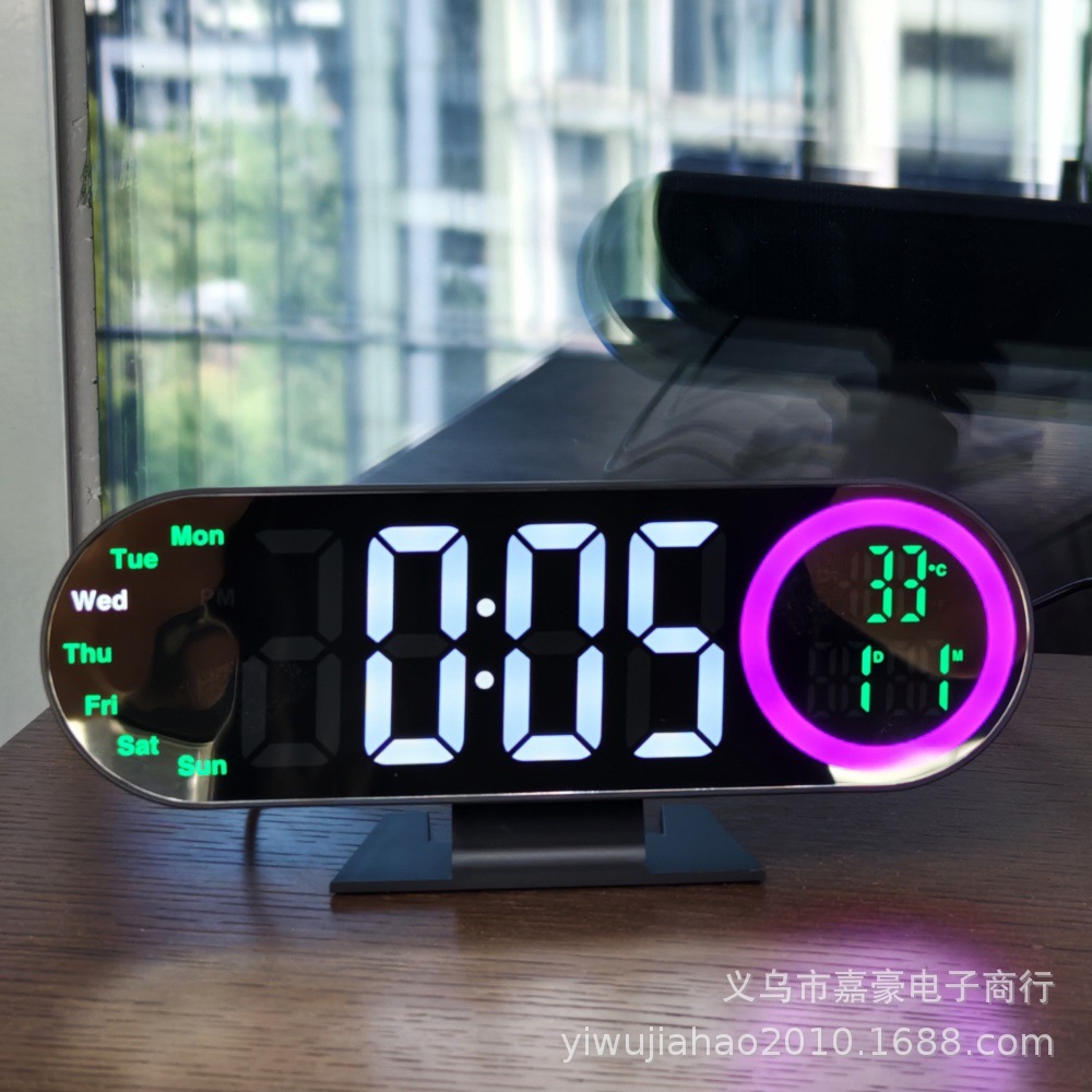 New Colorful Clock Living Room Clock Large Screen LED Digital Alarm Clock Timer Mirror Electronic Clock