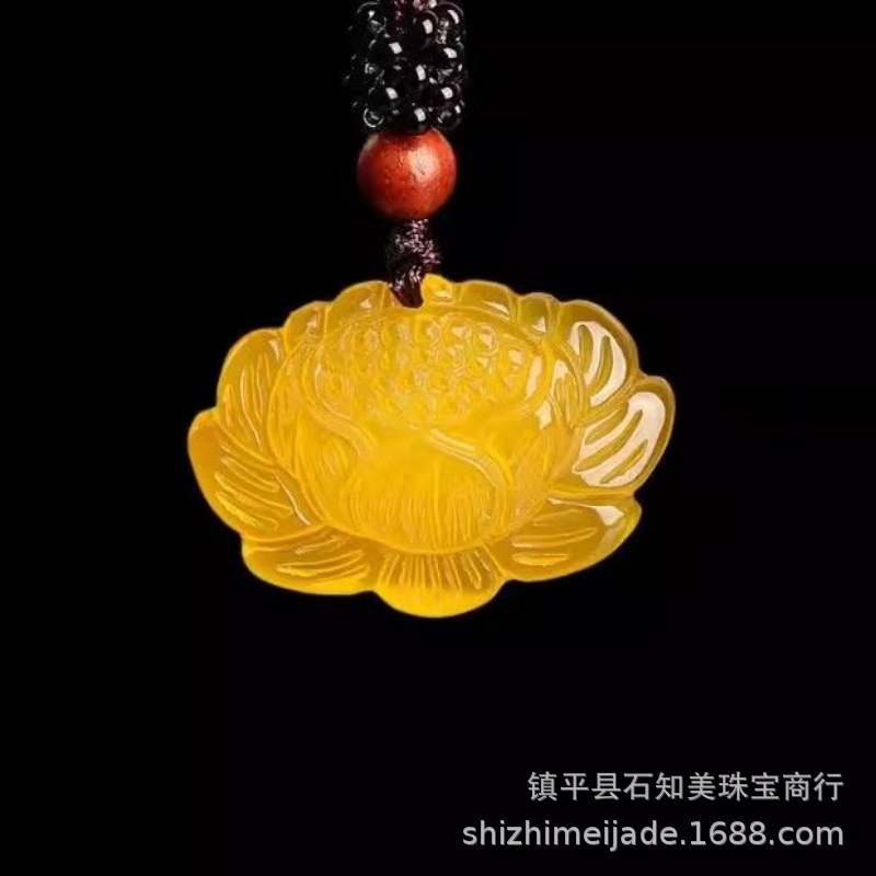 Ice Seed Yellow Chalcedony Guanyin Buddha Pendant Men Women Yellow Agate Auspicious Cloud Lock Pixiu Multi Pendant Live Broadcast
