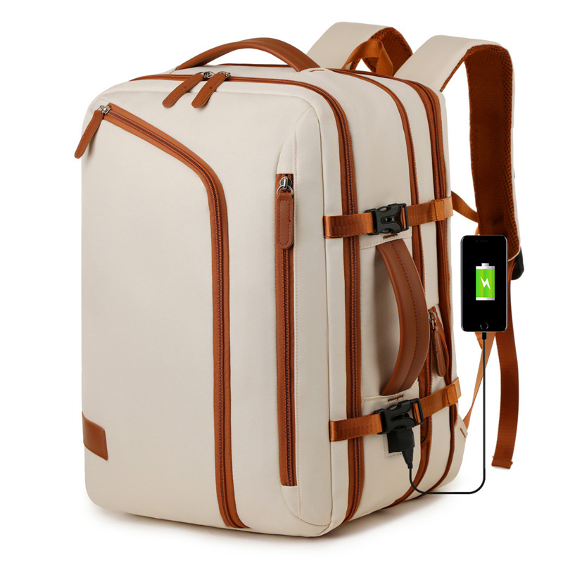 Backpack expandable 15.6-inch business backpack multifunctional casual travel backpack color contrast student schoolbag