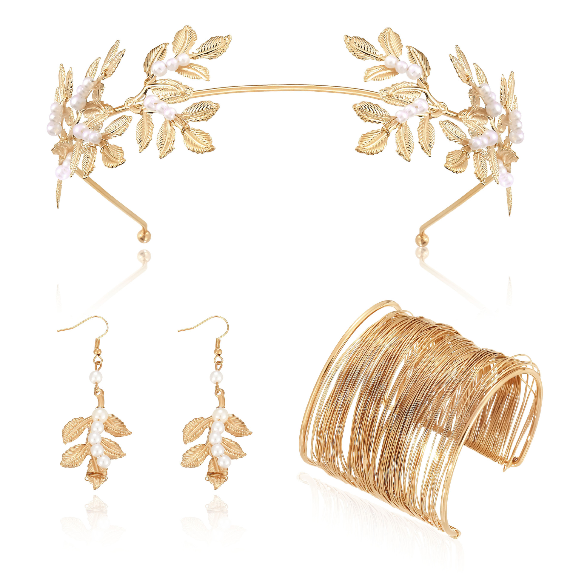 New Hair Accessory Gold Leaf Pearl Headband Accessory